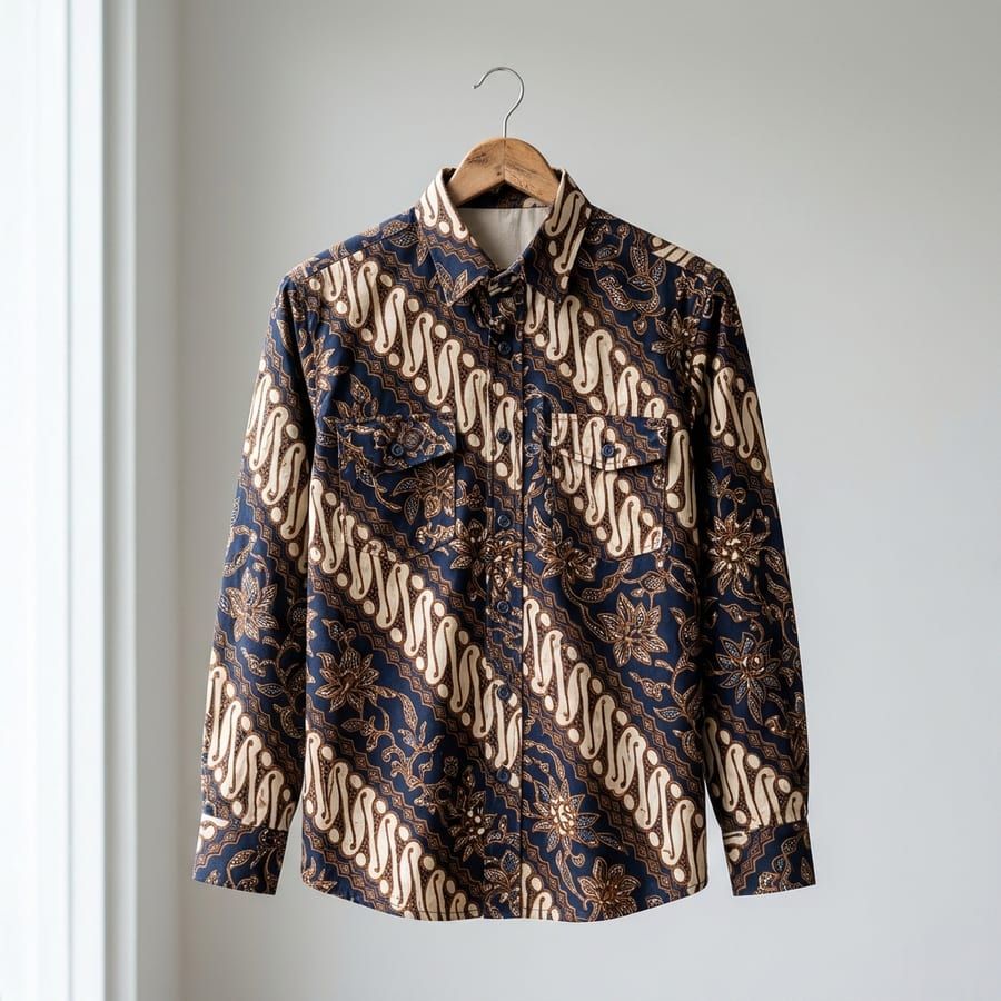 Kemeja Batik Cap Lengan Panjang