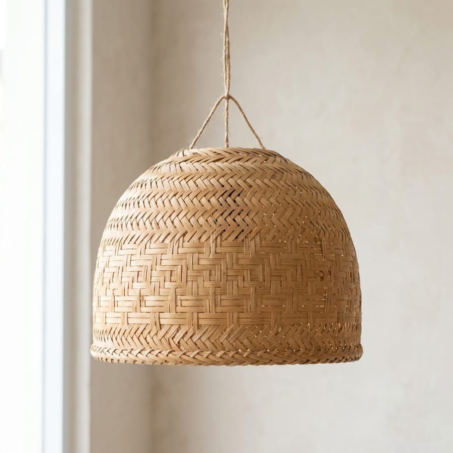 Kap Lampu Bambu Gantung